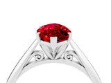 Platinum Marquise Cut Ruby Solitaire Engagement Ring with Cathedral Setting and Four-Prong Mount_16