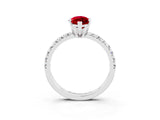 Platinum Marquise Cut Ruby Solitaire Pavé Engagement Ring with Round Band and Prong Setting_99