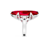 Platinum Marquise Cut Ruby Solitaire Ring with Flower Prong Setting and Classic Band_5