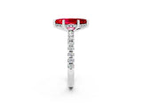 Platinum Marquise Cut Ruby Solitaire Ring with Round  Pavé Band and Four-Prong Setting_26