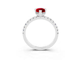 Platinum Marquise Cut Ruby Solitaire Ring with Round  Pavé Band and Four-Prong Setting_27