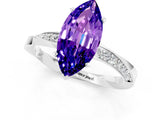 Platinum Marquise Cut Tanzanite Engagement Ring with Side Stone Accents and Four-Prong Setting_25