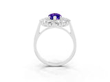 Platinum Marquise Cut Tanzanite Floral Double Halo Engagement Ring with Prong Setting_141