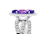 Platinum Marquise Cut Tanzanite Halo Ring with Round Split Shank and Prong Setting_101