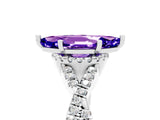 Platinum Marquise Cut Tanzanite  Halo Twist Band Solitaire Prong Setting Ring_17