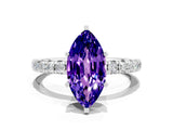 Platinum Marquise Cut Tanzanite Pavé Solitaire Ring with Round Band and Prong Setting_42
