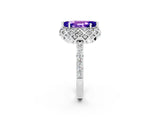 Platinum Marquise Cut Tanzanite Scalloped Halo Engagement Ring with Round Shared Prong Band_44