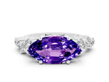 Platinum Marquise Cut Tanzanite Scattered Round Accent Ring with Prong Setting_30