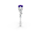 Platinum Marquise Cut Tanzanite Scattered Round Accent Ring with Prong Setting_32