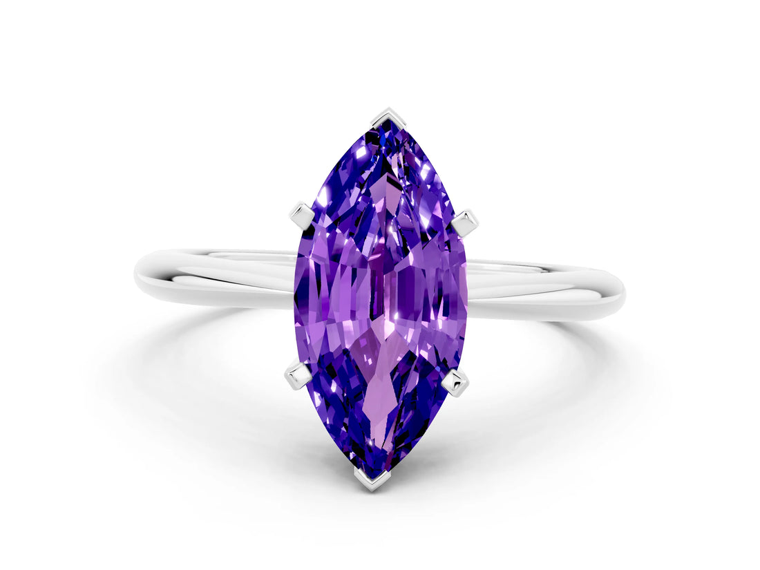 Platinum Marquise Cut Tanzanite Solitaire Engagement Ring with Classic Band and Four-Prong Setting_24