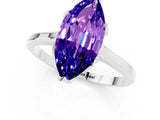 Platinum Marquise Cut Tanzanite Solitaire Ring with Flower Prong Setting and Classic Band_1