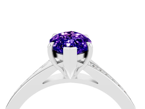 Platinum Marquise Cut Tanzanite Solitaire Ring with Pavé Band and Prong Setting_16