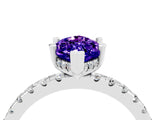 Platinum Marquise Cut Tanzanite Solitaire Ring with Round  Pavé Band and Four-Prong Setting_40