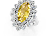 Platinum Marquise Cut Yellow Sapphire Floral Double Halo Engagement Ring with Prong Setting_128
