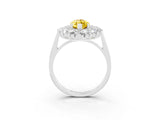 Platinum Marquise Cut Yellow Sapphire Floral Double Halo Engagement Ring with Prong Setting_130