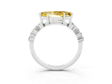 Platinum Marquise Cut Yellow Sapphire Scattered Round Accent Ring with Prong Setting_33