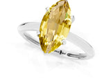 Platinum Marquise Cut Yellow Sapphire Solitaire Engagement Ring with Classic Band and Four-Prong Setting_25