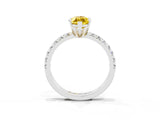 Platinum Marquise Cut Yellow Sapphire Solitaire Pavé Engagement Ring with Round Band and Prong Setting_99