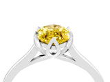 Platinum Marquise Cut Yellow Sapphire Solitaire Ring with Flower Prong Setting and Classic Band_4