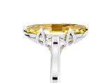 Platinum Marquise Cut Yellow Sapphire Solitaire Ring with Flower Prong Setting and Classic Band_5