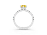 Platinum Marquise Cut Yellow Sapphire Solitaire Ring with Round  Pavé Band and Four-Prong Setting_27