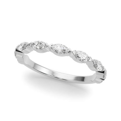 Platinum Marquise Diamond Eternity Band with Bezel Setting