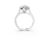 Platinum Marquise Diamond Halo Ring with Milgrain Frame and Pavé Band 3