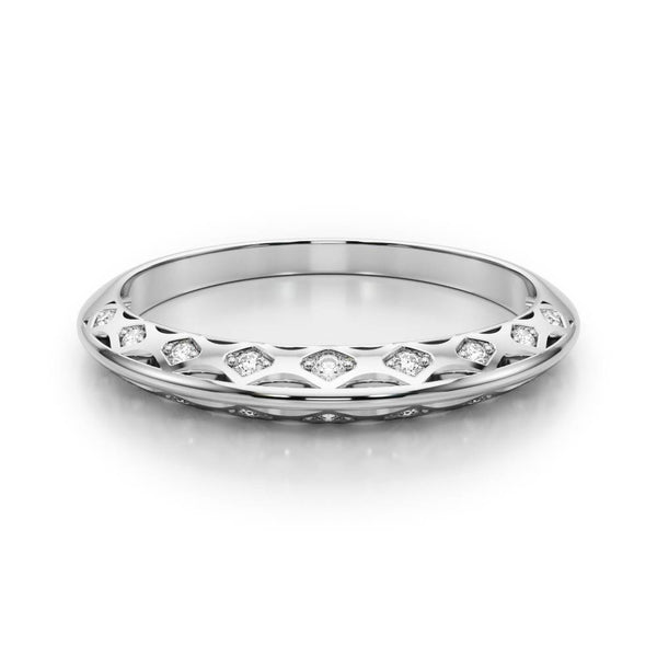 Silver Marquise Diamond Openwork Band with Pave Setting