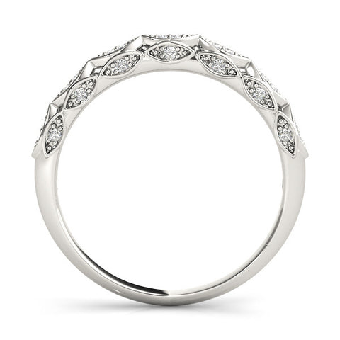 Platinum Marquise Diamond Pave Eternity Band with Bezel Setting