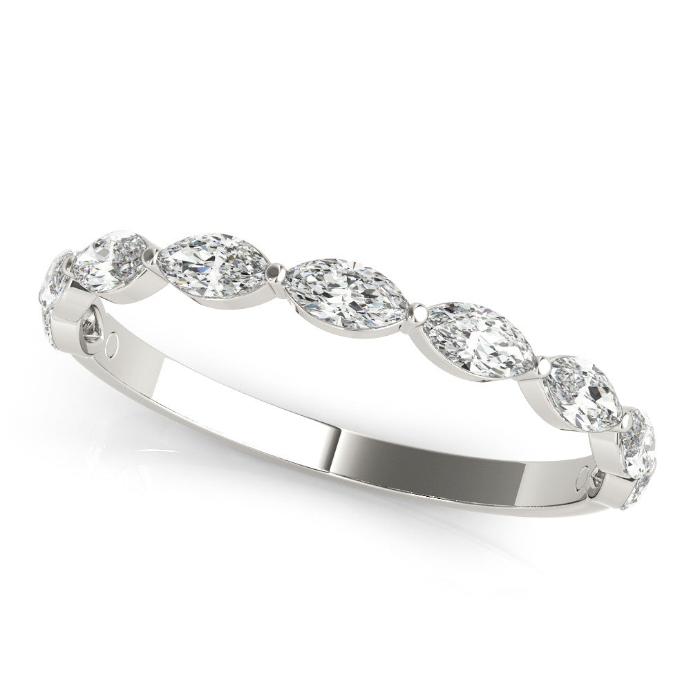 Platinum Marquise Diamond Prong Set Half-Eternity Band