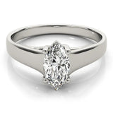 Platinum Marquise Diamond Solitaire Ring with Tapered Band and Prong Setting 1