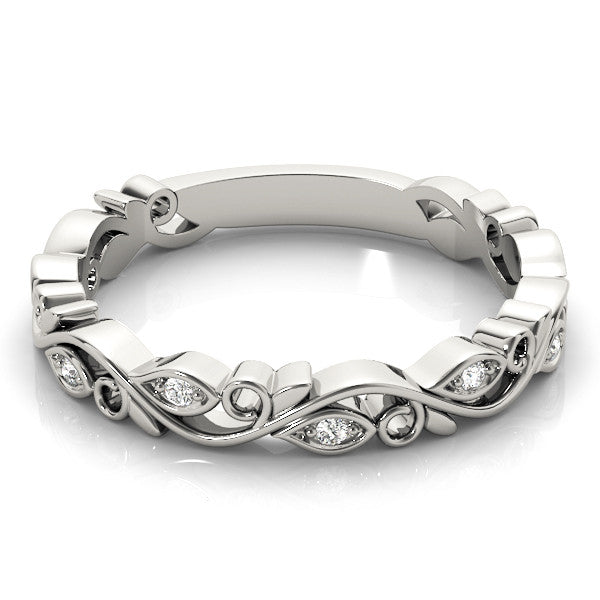 Platinum Marquise Diamond Vine Eternity Band with Bezel Setting 2