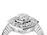 Platinum Marquise Halo Diamond Ring with Milgrain Bezel and Prong Setting_10