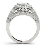 Platinum Marquise Halo Diamond Split Shank Pave Ring 2