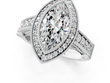 Platinum Marquise Halo Diamond Split Shank Pave Ring_134