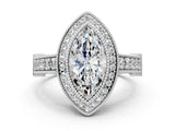 Platinum Marquise Halo Diamond Split Shank Pave Ring_14