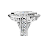 Platinum Marquise Halo Diamond Split Shank Pave Ring_19