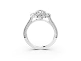 Platinum Marquise Halo Milgrain Pave Diamond Ring with Four-Prong Setting 3