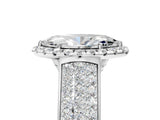 Platinum Marquise Halo Round Diamond Pave Band with Prong Setting 5