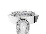 Platinum Marquise Halo Split Shank Milgrain Diamond Ring_23
