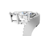 Platinum Marquise Solitaire Diamond Engagement Ring with Pave Band and Four-Prong Setting