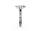Platinum Marquise Solitaire Diamond Engagement Ring with XO Engraved Band and Four-Prong Setting 2