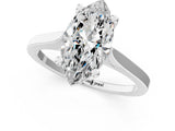 Platinum Marquise Solitaire Diamond Ring with Four-Prong Setting and Tapered Band 2