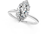 Platinum Marquise Solitaire Diamond Ring with a Classic Band and Four-Prong Setting 1