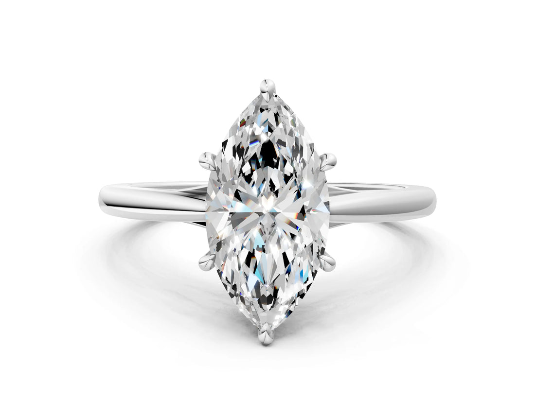 Platinum Marquise Solitaire Engagement Ring with Four-Prong Setting and Classic Band 1