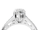 Platinum Marquise Solitaire Prong Set Diamond Engagement Ring with Pave Band_22