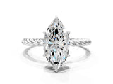Platinum Marquise Solitaire Twist Band Ring with Four-Prong Setting_12