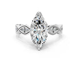 Platinum Marquise Solitaire Twist Band with Leaf Prong Setting 1