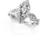 Platinum Marquise Solitaire Twist Band with Leaf Prong Setting 2