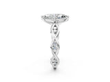 Platinum Marquise Solitaire Twist Band with Leaf Prong Setting 3